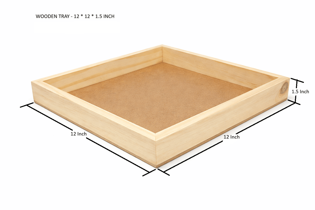 DEVESHA DIY Wooden Serving Tray - 12 × 12 × 1.5 Inch (Without Handle) | Wooden Tray for Art, Craft, Decoupage & Decoration view 2