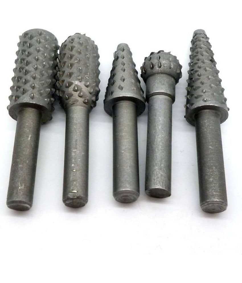 Electomania Drill Bits Set Wood Carving File Rasp Drill Bit of 5 Pcs 1/4" 6mm Shank Tool Power Tools Woodworking Chisel Shaped Rotating Embossed Grinding Head (Black) view 2