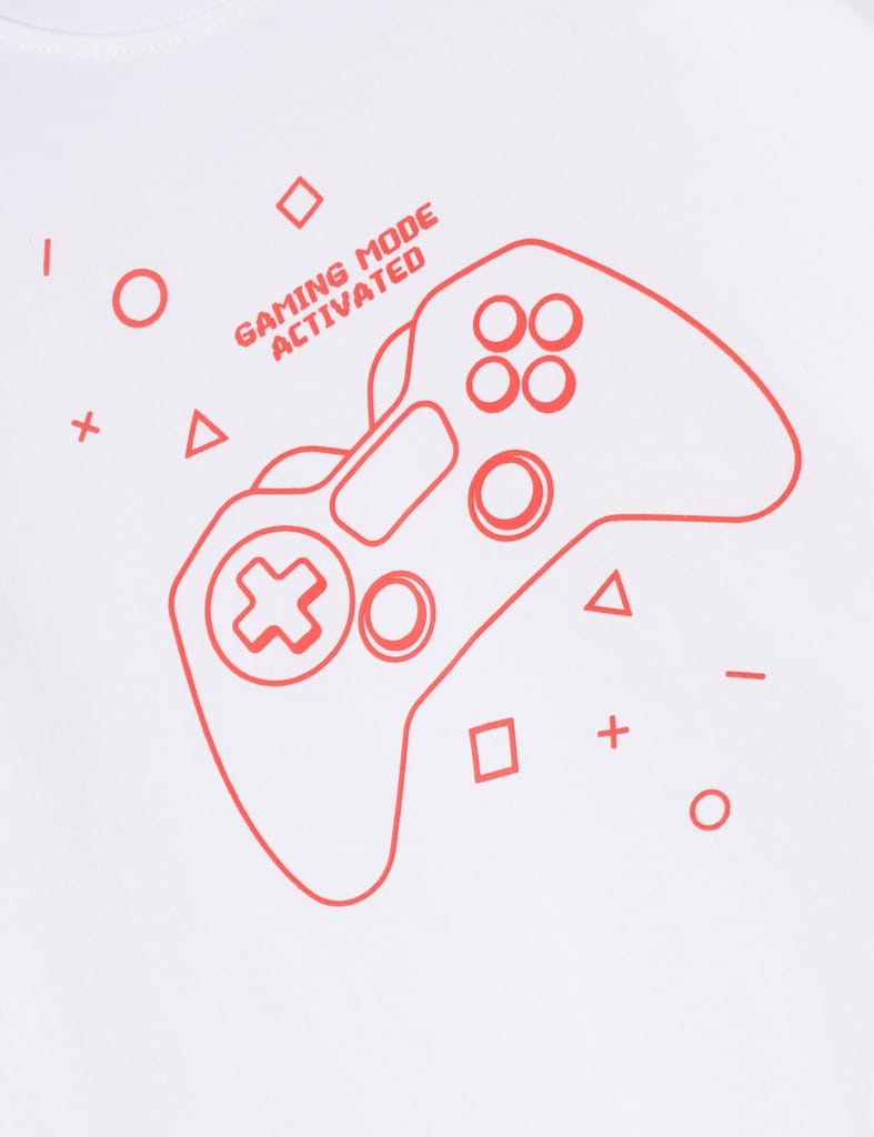Boys T shirt Cotton Pure White Joystick view 2