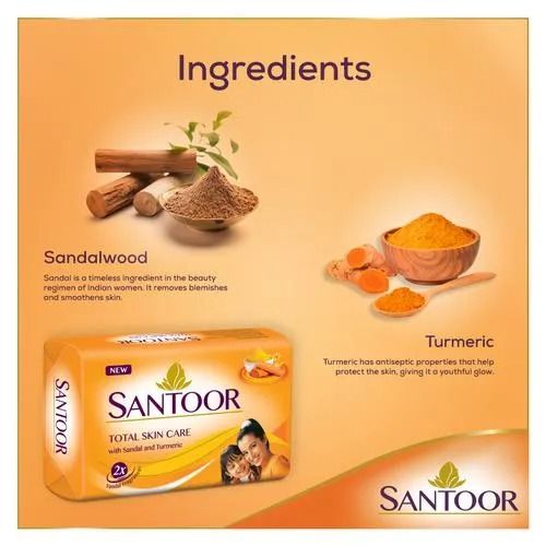 Santoor Sandal & Turmeric Soap, 125 gm Each - Pack of 4 view 2