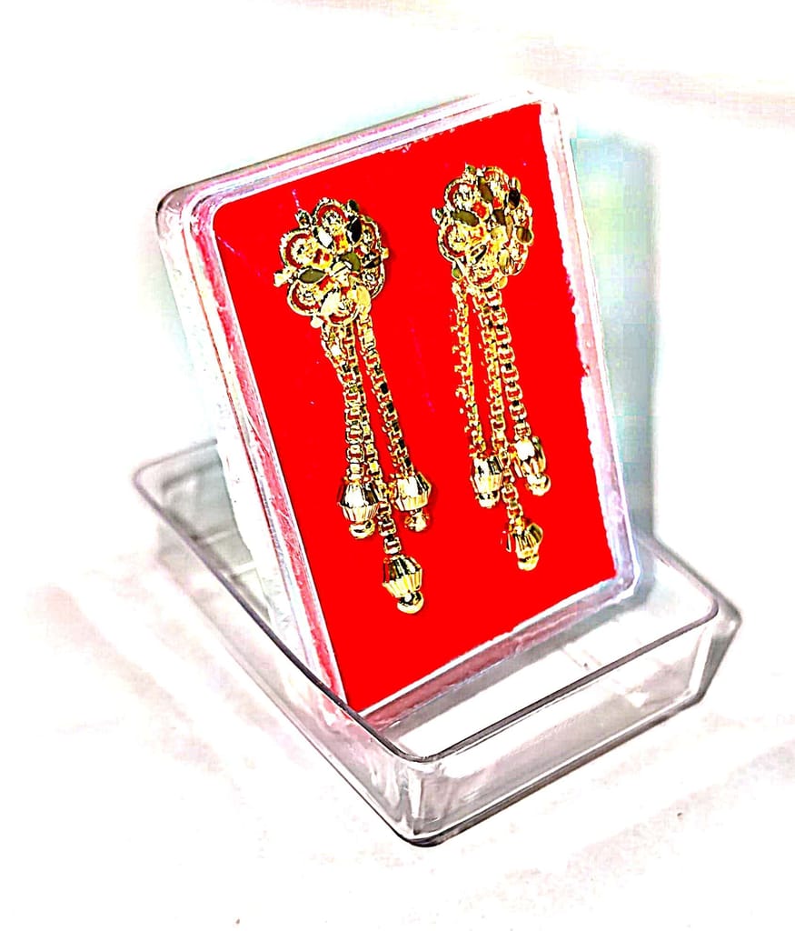 Gold Plated Chandbali Earrings with Pearls for Women view 2