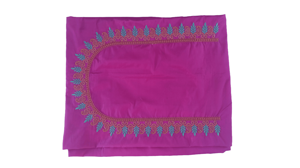 Pink Blouse Piece with Golden Embroidery Work view 2