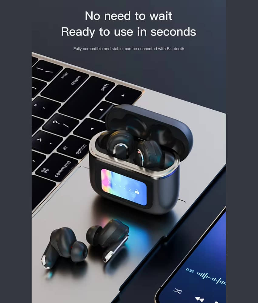 COREGENIX V8 PRO Touchscreen Bluetooth True Wireless (TWS) In Ear 32 Hours Playback Active Noise cancellation IPX5(Splash & Sweat Proof) Black view 2