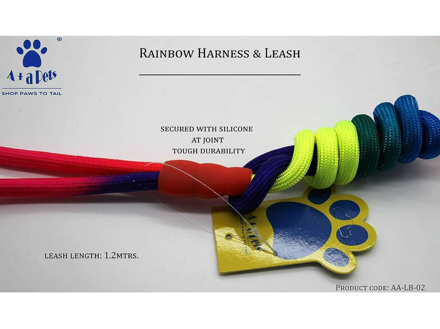 A+a Pets' Harness and Leash Set, Colourful Combo in Rainbow for Cats and Dogs Rainbow - S