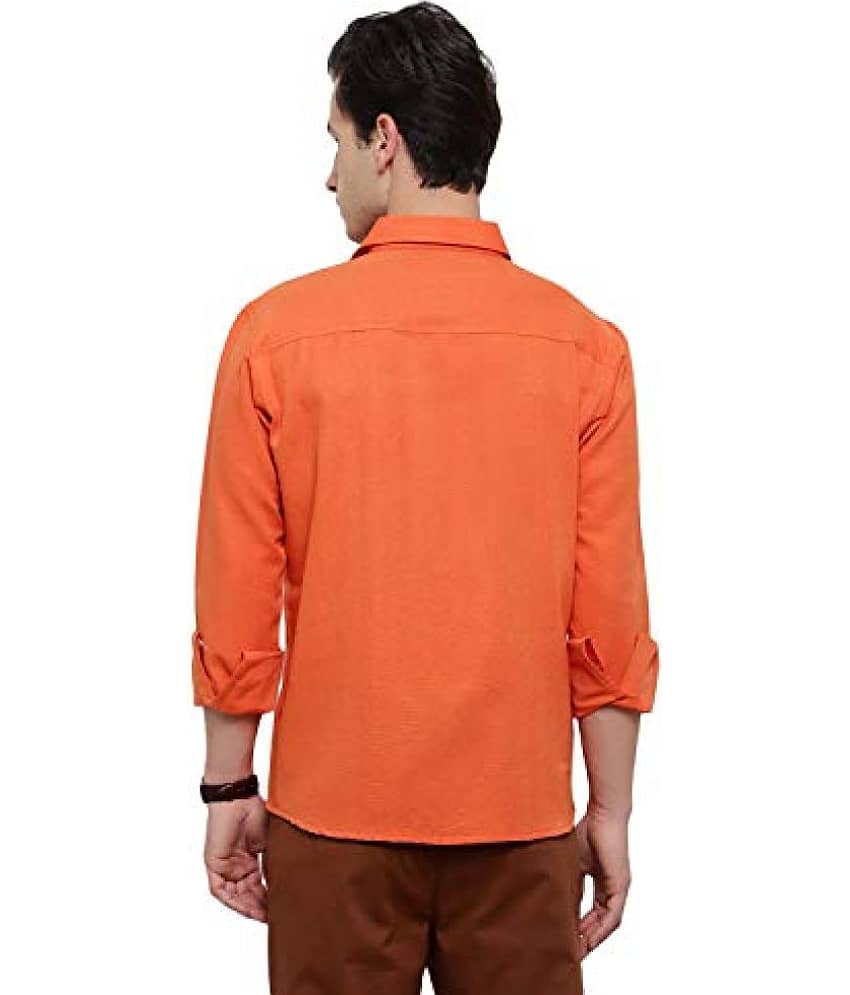 Latest Chikan - Cotton Blend Regular Fit Orange Men's Casual Shirt ( Pack of 1 ) view 2