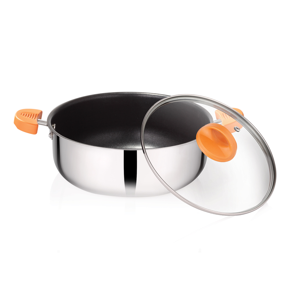 Premier Stainless Steel Multipurpose Non Stick Pan with Glass Lid - 20cm view 2