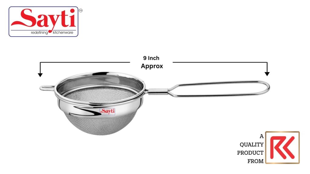 RK Sayti Stainless Steel Round Strainer, 304 Grade Double Mesh, Premium Polish, Large, Pack of 2 view 2