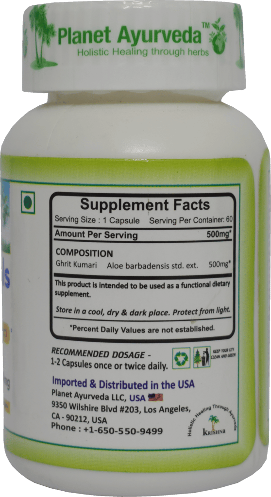 Planet Ayurveda Aloe Vitals (Ghrit Kumari Extract) - 60 Veg Capsules view 2