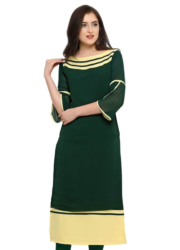 SHOPPING QUEEN Women Georgette Straight Kurta (A090_Green_XXXX-Large)