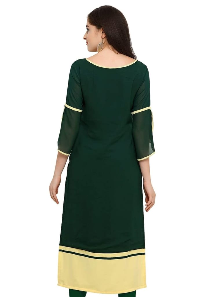 SHOPPING QUEEN Women Georgette Straight Kurta (A090_Green_XXXX-Large) view 2