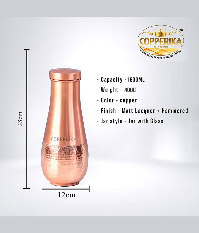 Copperika Tulip Pot 100% Pure Copper Water Bottle 1600ml Copper Copper Water Bottle 1600 mL ( Set of 1 ) view 2