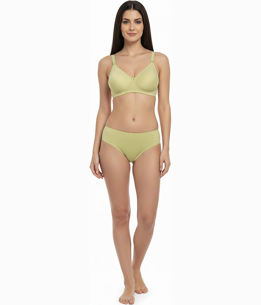 Elina Pack of 1 Cotton Bra & Panty Set For Women ( Lime Green ) view 2