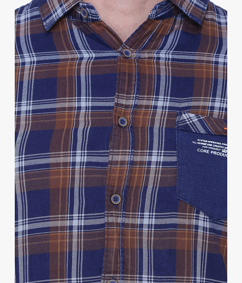 Kuons Avenue - Indigo Cotton Blend Slim Fit Men's Casual Shirt ( Pack of 1 ) view 2