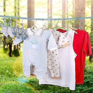 Cloth Drying Rope, Elastic 12 Clips Cloth Hanging Rope Non-Slip Clotheslines for Outdoor Indoor Travel Laundry Drying view 2