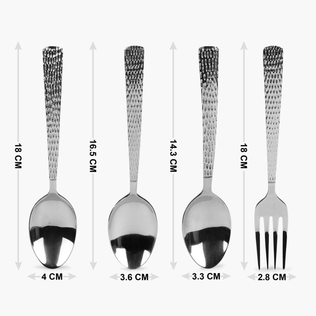 Montavo by FnS Orchid Stainless Steel Cutlery Set with Hanging Stand (6 Dinner Spoons, 6 Dinner Forks, 6 Teaspoons, 6 Baby Spoons and 1 Cutlery Stand) view 2