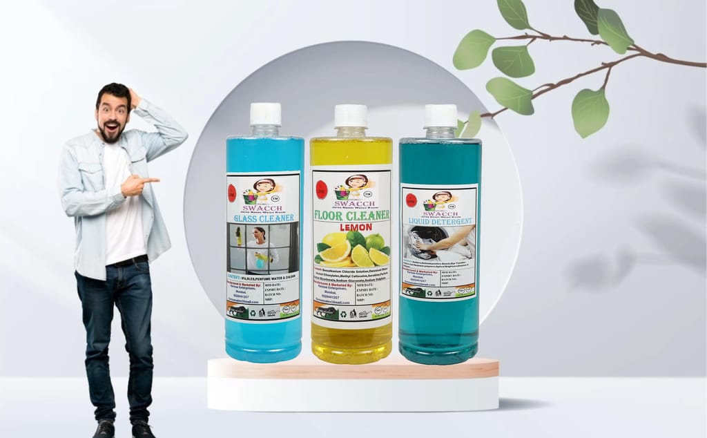 HOME CARE COMBO Glass Cleaner, Floor Cleaner Lemon, Liquid Detergent 1 Litre (Pack of 3) view 2