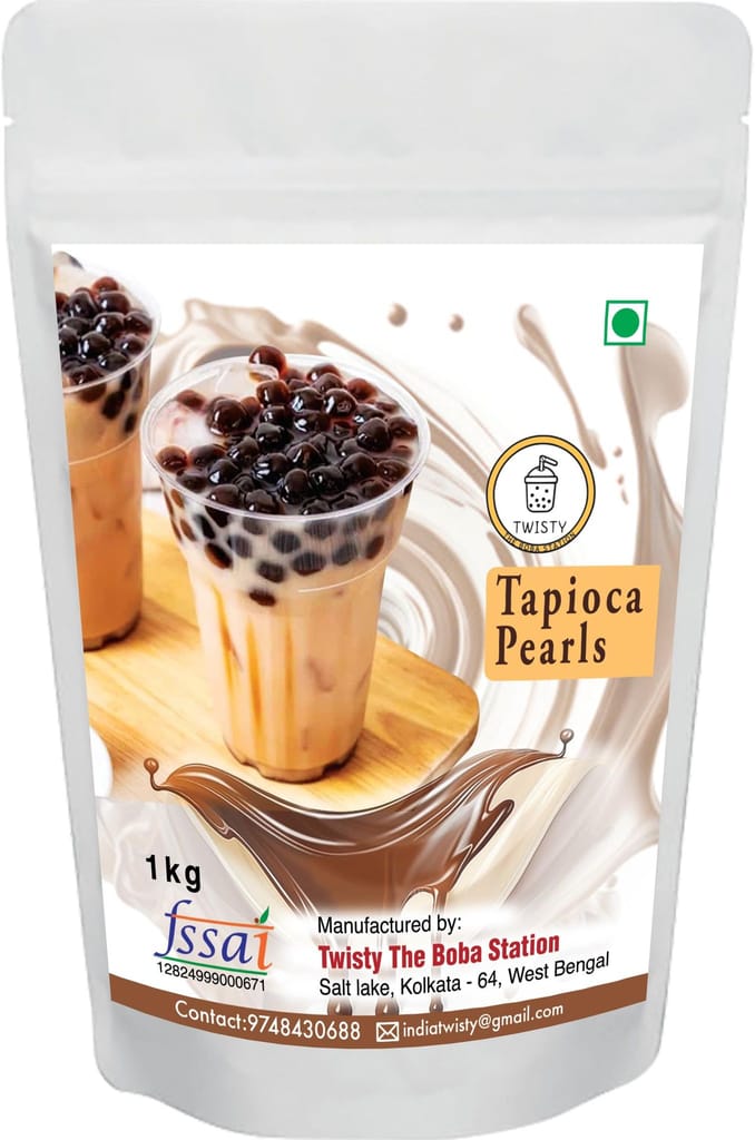 Tapioca Pearls Combo Kit | Boba Sipper Cup I Brown Sugar I 10 Straws (12 mm) | Popping Pearls For Boba Tea, Curd, Cold Coffee And More (1000 grams) view 2