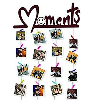 Khush Its Amazing Home Decor Wood Brown Moments Picture Photo Frame for Wall Decor Photos Artworks Prints Multi Pictures Organizer & Hanging Display Frames with Wood Clips view 2