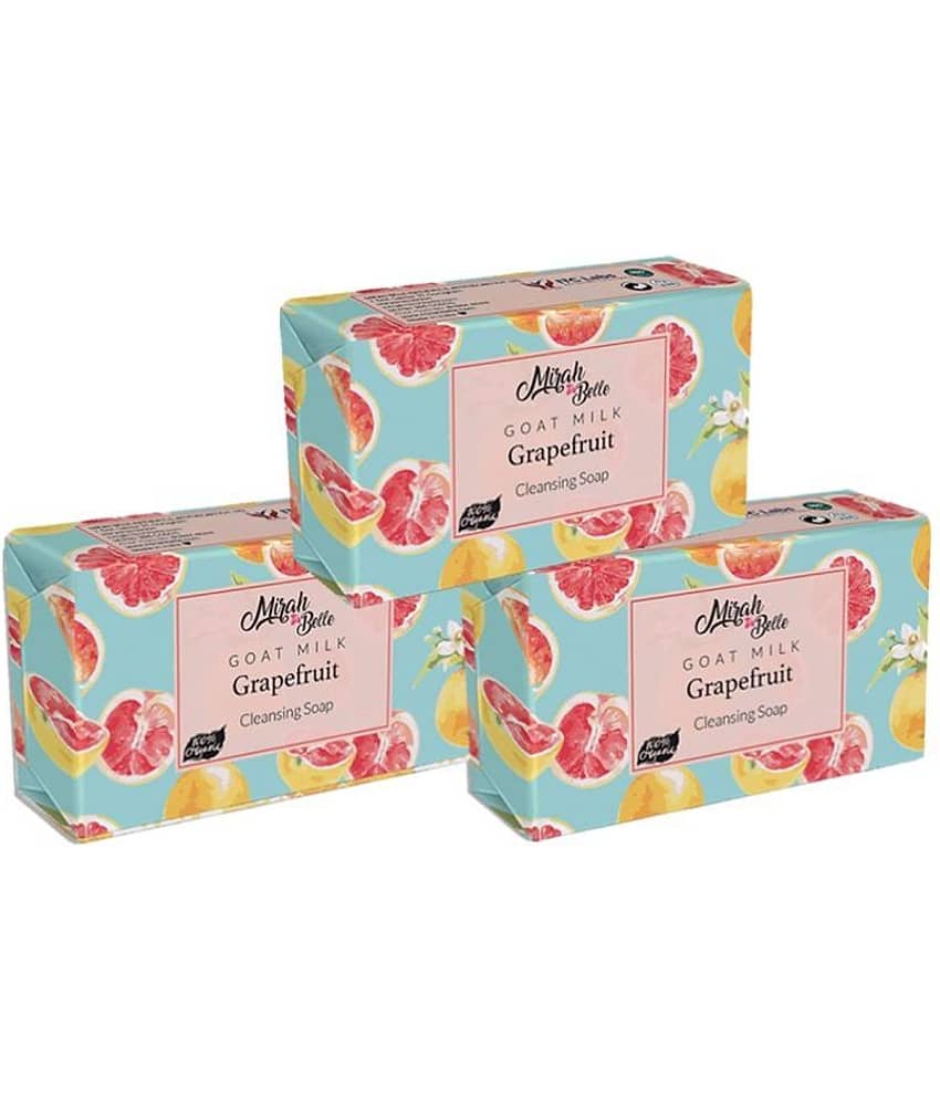 Mirah Belle - Organic Goat Milk, Grapefruit Cleansing Soap 125gm(Pack of 3) - For Oily, Pigmented & Blemished Skin- Handmade Soap 375gm view 2