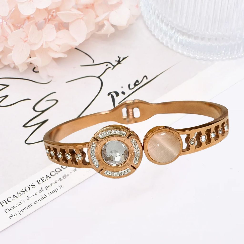 Jewleryklub Bracelet For Women Bangles For Women Anti Tarnish Stylish Adjustable Bracelet For Girls Rose Gold Kada For Women Accessories Anti Tarnish Jewellery Stainless Steel Cuff Bracelet Gifts view 2