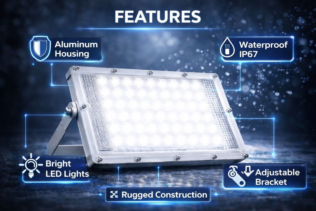 SPARKWORLD 50 Watt Brick White Colour Flood Light for Outdoor (Pack of 1) Flood Light Outdoor Lamp (White) | Colour: White (Pack of 1) view 2