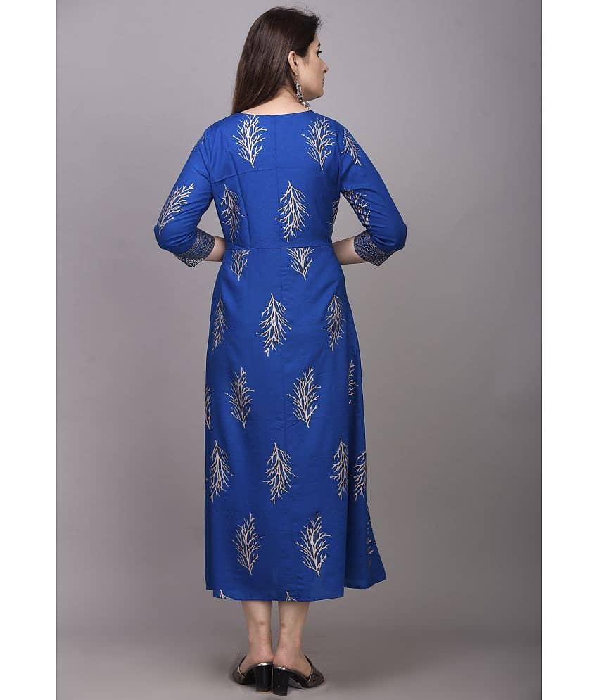 EXPORTHOUSE Women Rayon Ethnic Dress ( Turquoise ) view 2