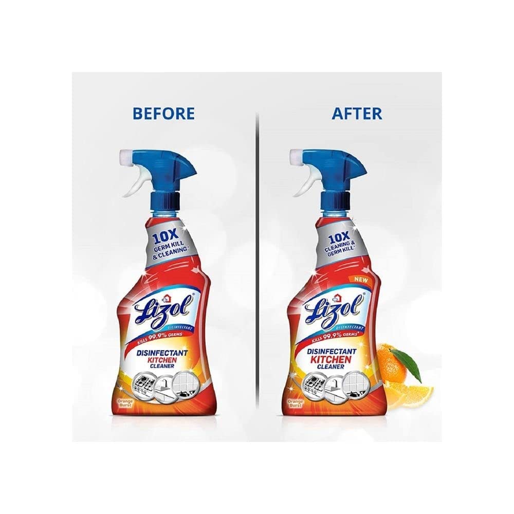Lizol Kitchen Cleaner Spray, Suitable For All Kitchen Surfaces, Gas Stove, Countertop, Tiles, Chimney And Sink, Kills 99.9% Germs, 450 Ml view 2