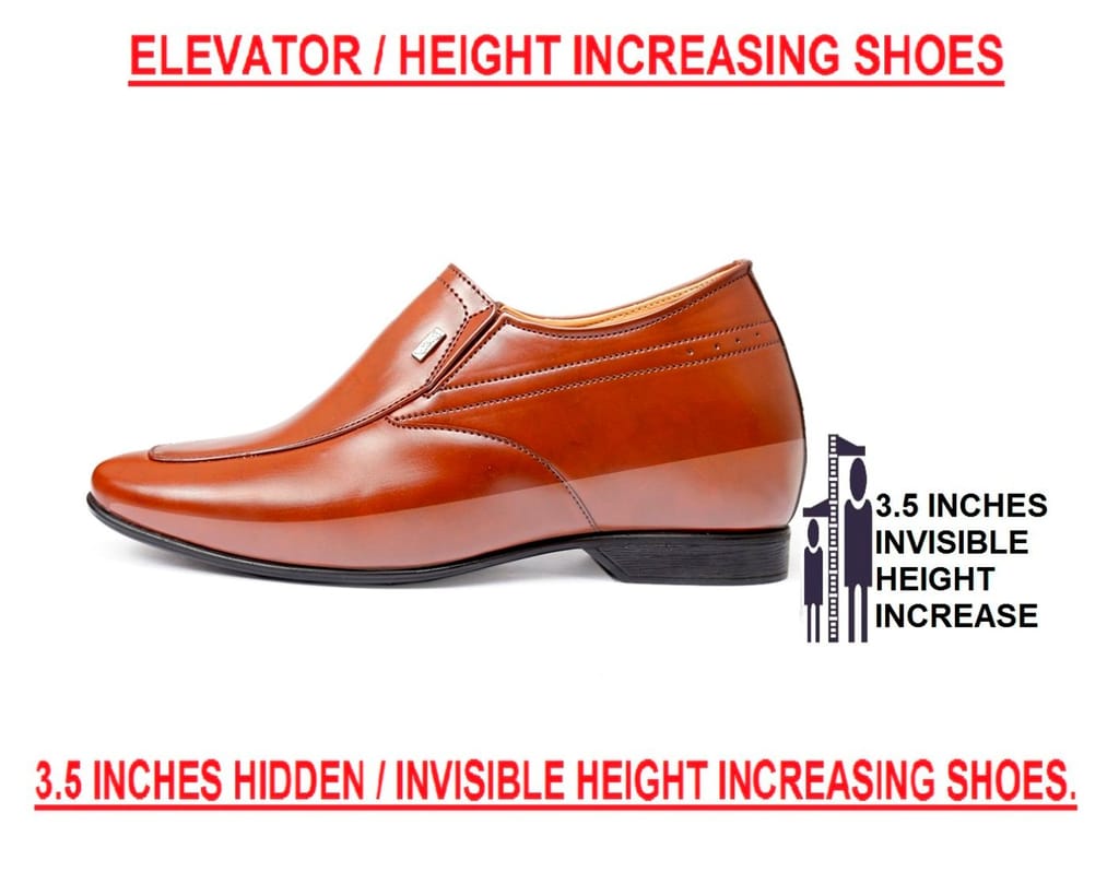 BXXY Men's 9 cm (3.5 Inch) Hidden Height Increasing Faux Leather Material Slip-on Formal Dress Shoes view 2