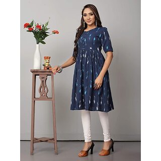 OMSAIFAB Casual Self Design Women Dark Blue Top view 2