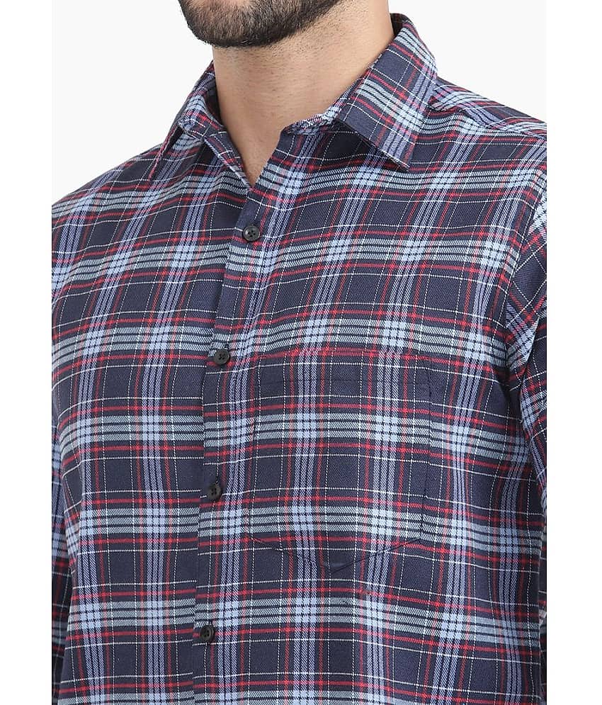 TrendiVastra Cotton Blend Slim Fit Checks Full Sleeves Men's Casual Shirt - Multicolor ( Pack of 1 ) view 2