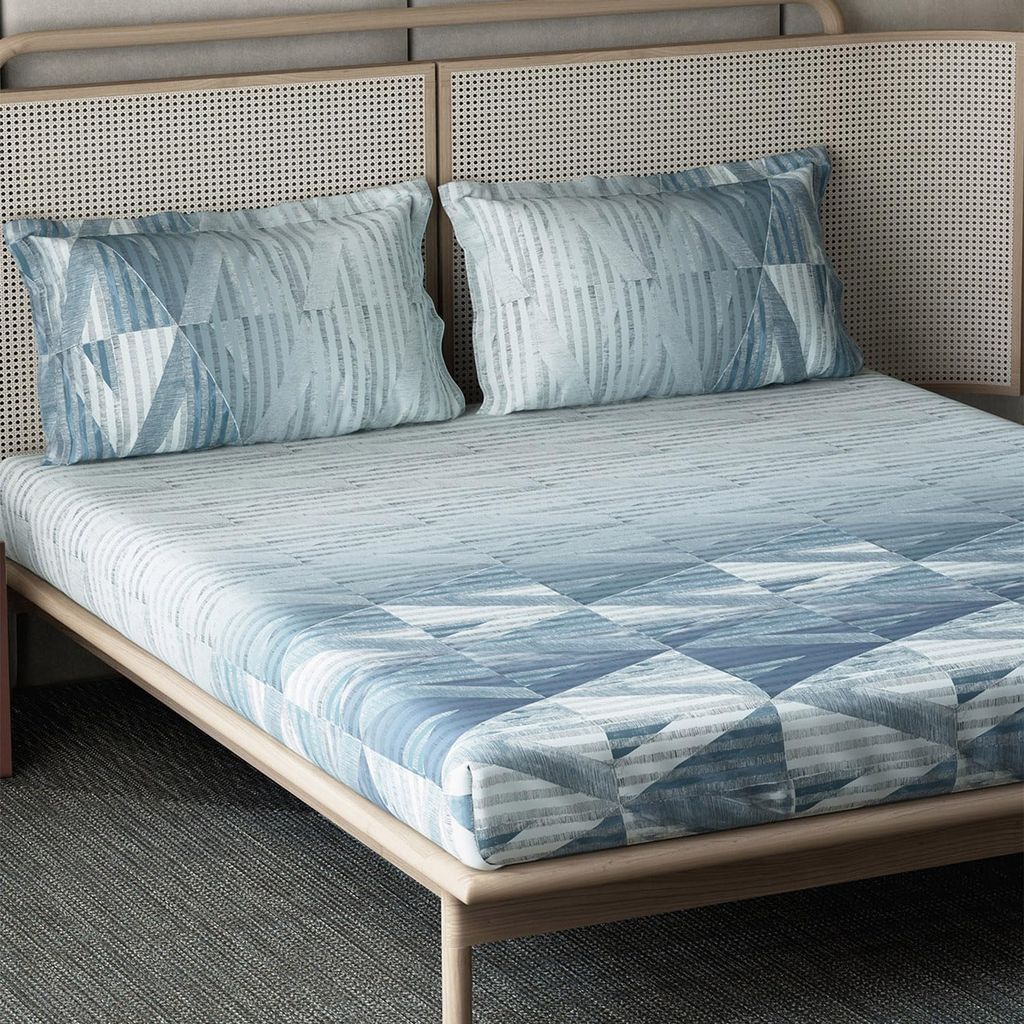 DDECOR - Esteem Collection 100% Cotton Geometric Pattern 210TC Super King |274 CM X 274 CM| Blue view 2