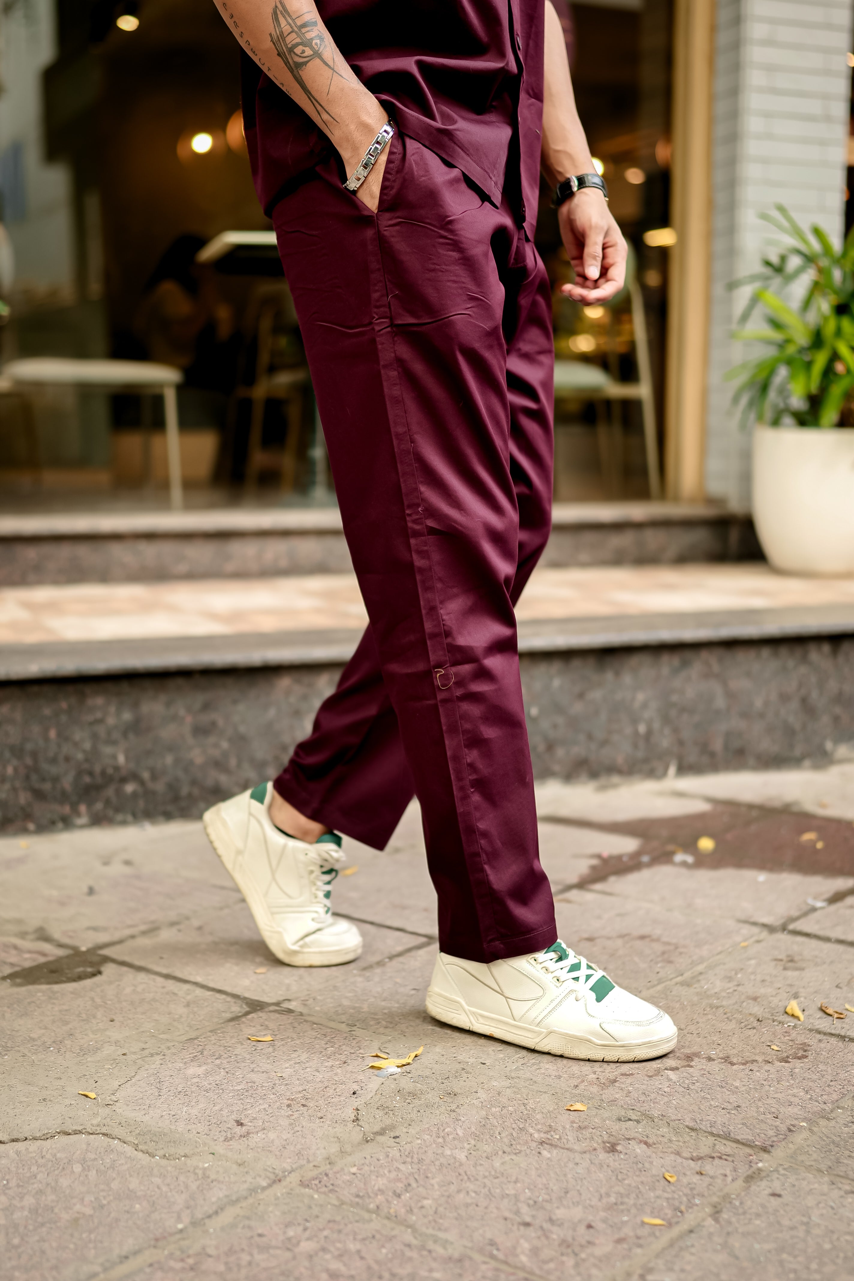 Wine Plain Premium Cotton Co-Ords Set view 2