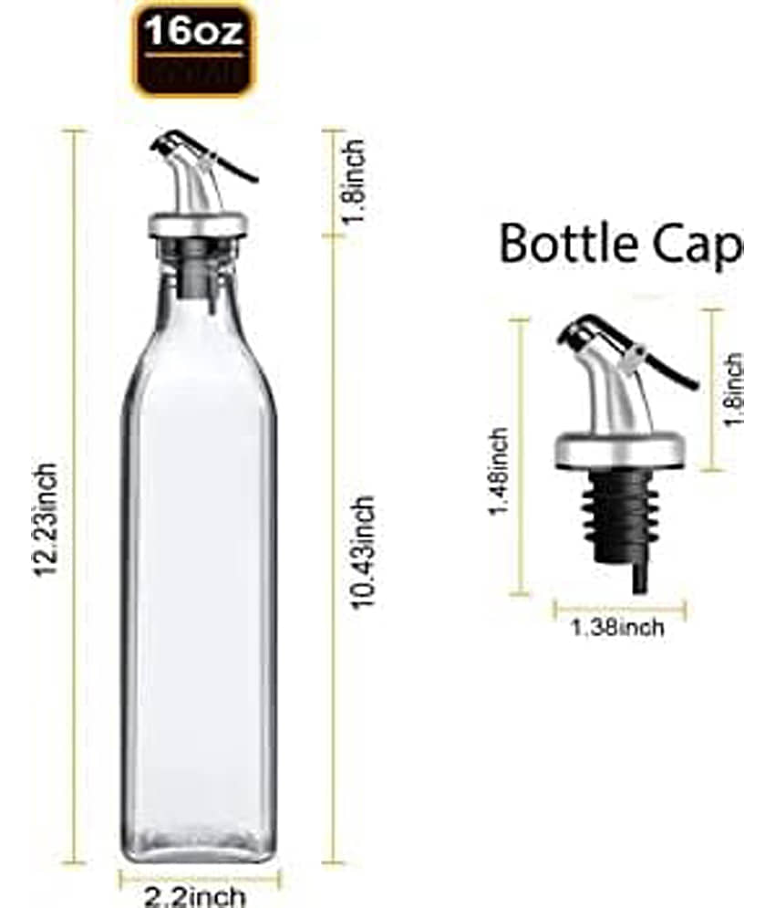 HARSHLOVE Glass Transparent Oil Container ( Set of 1 ) view 2