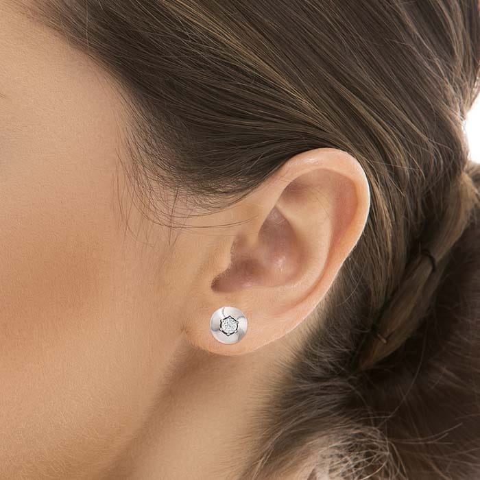 Silver Round Illusion Earrings view 2