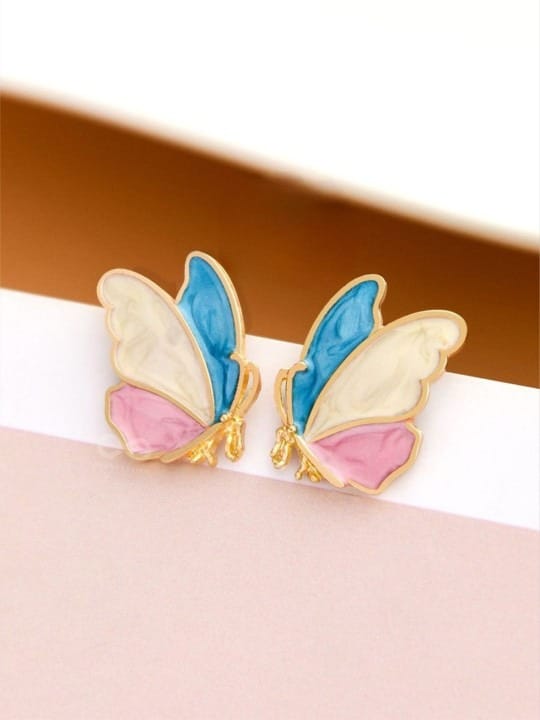 Vansh Pastel Butterfly Stud Earrings for Girls and Women view 2