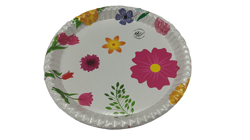 100 Pieces White Paper Plates with Pink Floral Design view 2