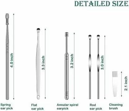 Elecsera Ear Cleaning Tools kit Ear Wax Cleaner Earwax Remover Stick Set Spring Curette (100 g, Set of 6) view 2