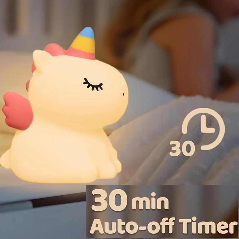 The Party store Cute Unicorn LED Lamp for Kids room, Silicone Baby Nightlight, Rechargeable Portable Lamp for Bedroom, Gift for Boys and Girls (White) view 2