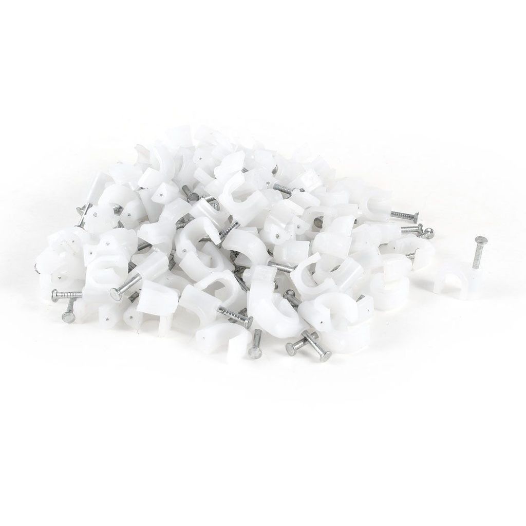 20 mm diameter White Cable Clip with single nail pack of 100 pcs view 2
