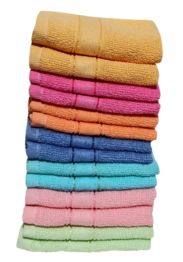 Mandhania Lilly Cotton Face Towels Pack of 30 (Orange, Pink, Blue and Maroon. 10 inch x 10 inch) view 2