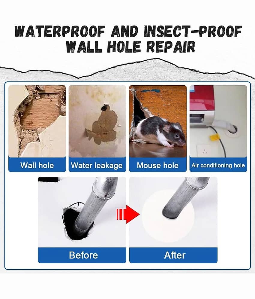 Waterproof Sealant Mastic, Household Wall Hole Repair Mending Mud Sealant Sealing Repair, Fill Holes, Cracks, Gaps and Voids Around Windows, Doors, Pipes, Outlets, Vents. view 2