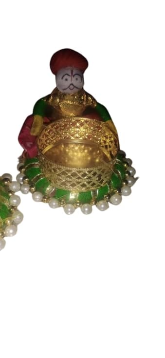 Handmade Rajasthani Puppet Tealight Candle Holders: Decorative Recycled Creations for Diwali Home Decor and Gifting. view 2