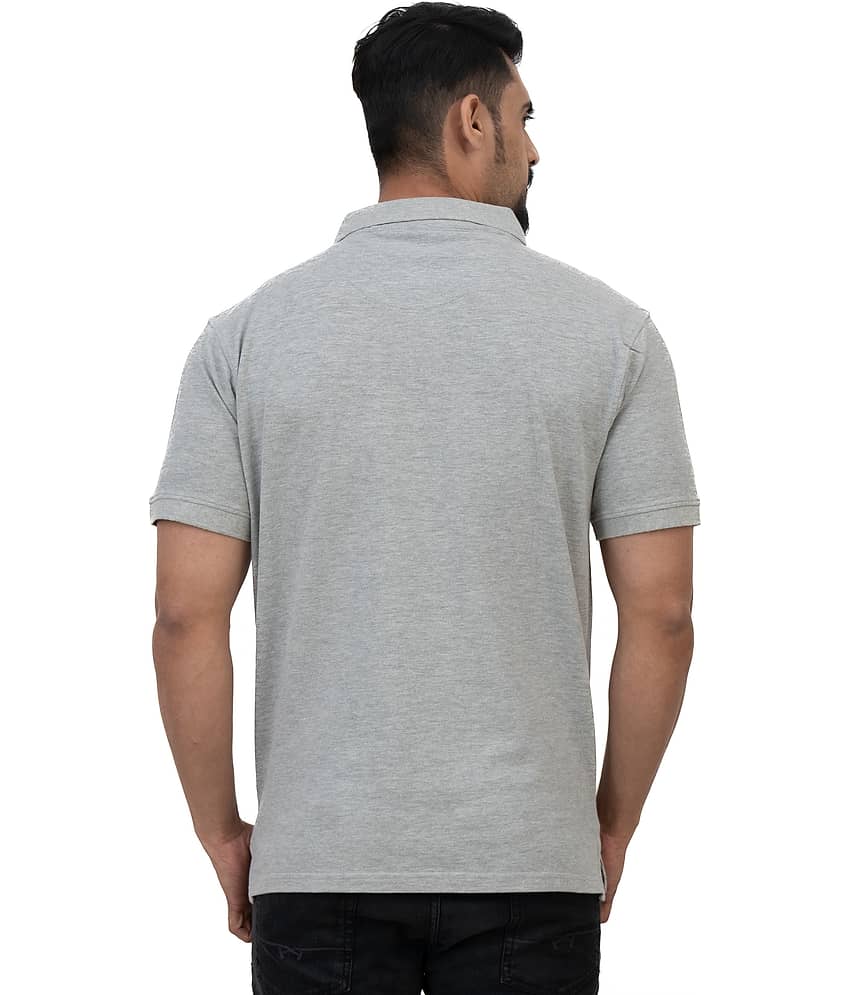 Cotstyle Pack of 1 Cotton Blend Regular Fit Self Design Half Sleeves Men's Polo T Shirt ( Grey ) view 2