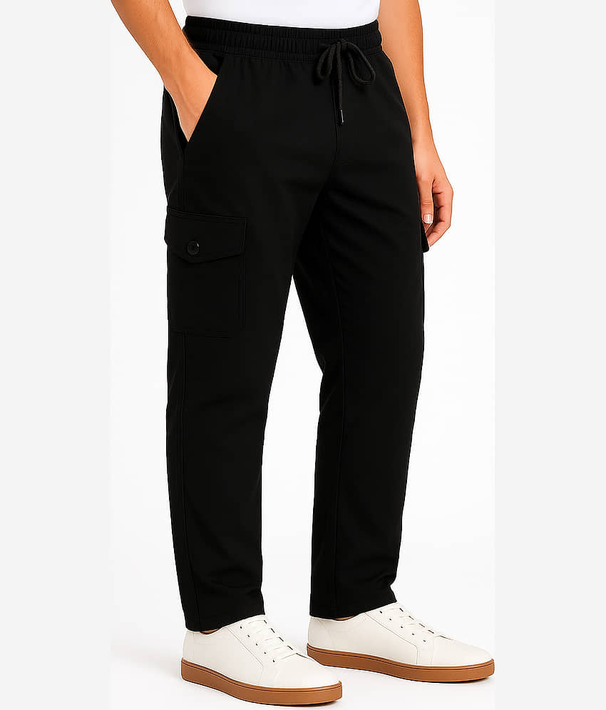 MULTIWA Black Cotton Blend Men's Trackpants ( Pack of 1 ) view 2