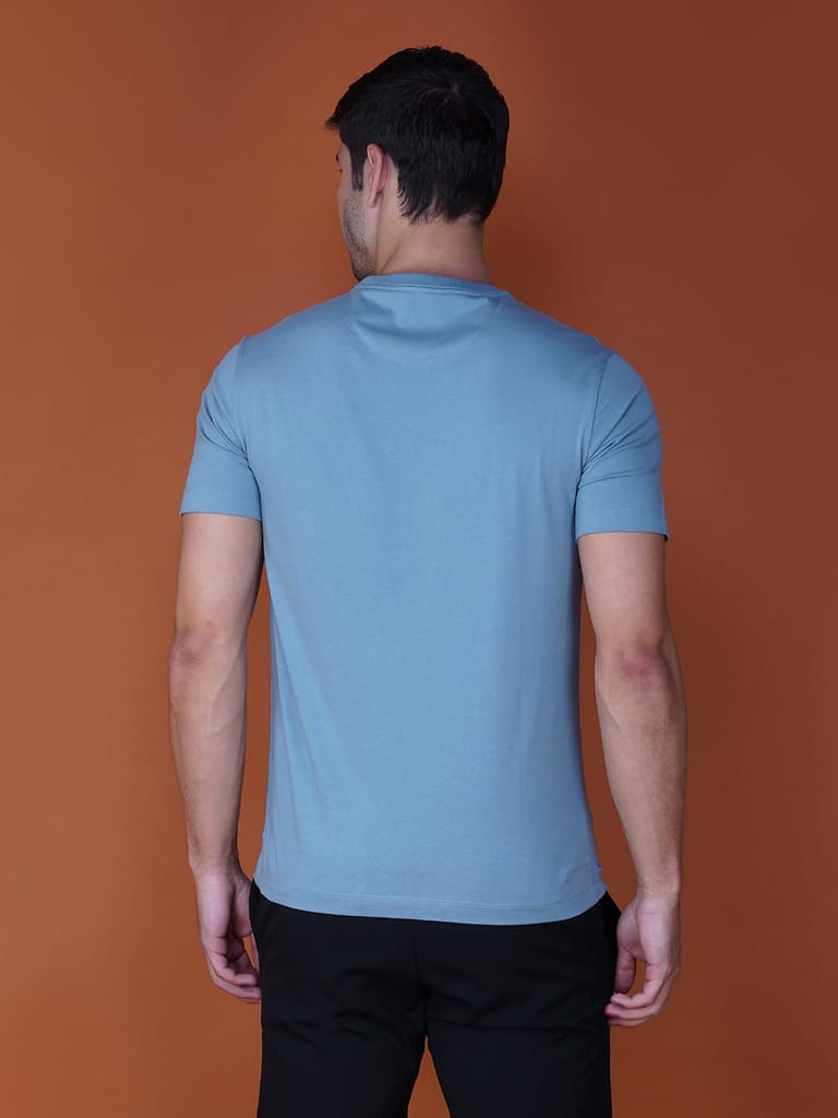 Men's Casual Cotton Jersey Tee Blue view 2