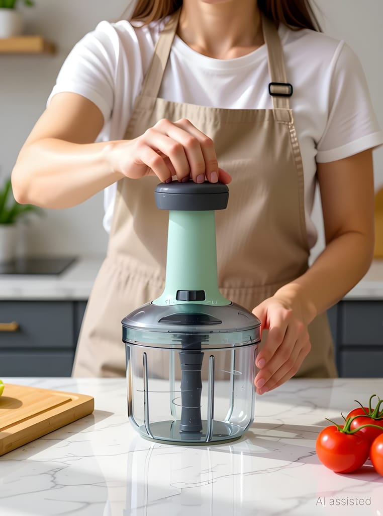 Heavy Duty Manual Vegetable Chopper | Multipurpose Hand Pull Food Processor with Stainless Steel Blades | Onion, Garlic, Fruits, Vegetables & Herbs Cutter (Original) view 2