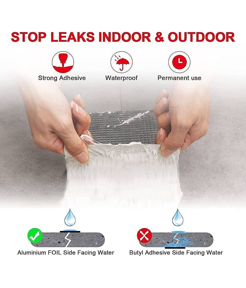 RAMDEV ENTERPRISE Leakage Repair Water Proof Tape For Pipe Leakage Duct Tape Water Leakage Tape Solution Aluminium Foil Tape Waterproof Adhesive Tape Sealing Butyl Rubber Elephant Tape For Leakage (10cm*5m). view 2