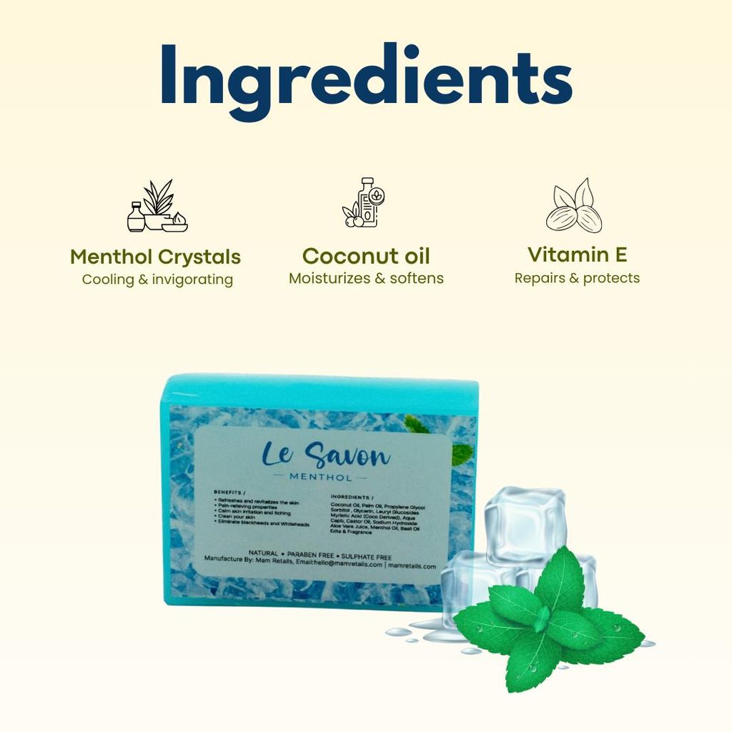 Le Savon Menthol Soap - Natural, Paraben Free, Sulphate Free view 2