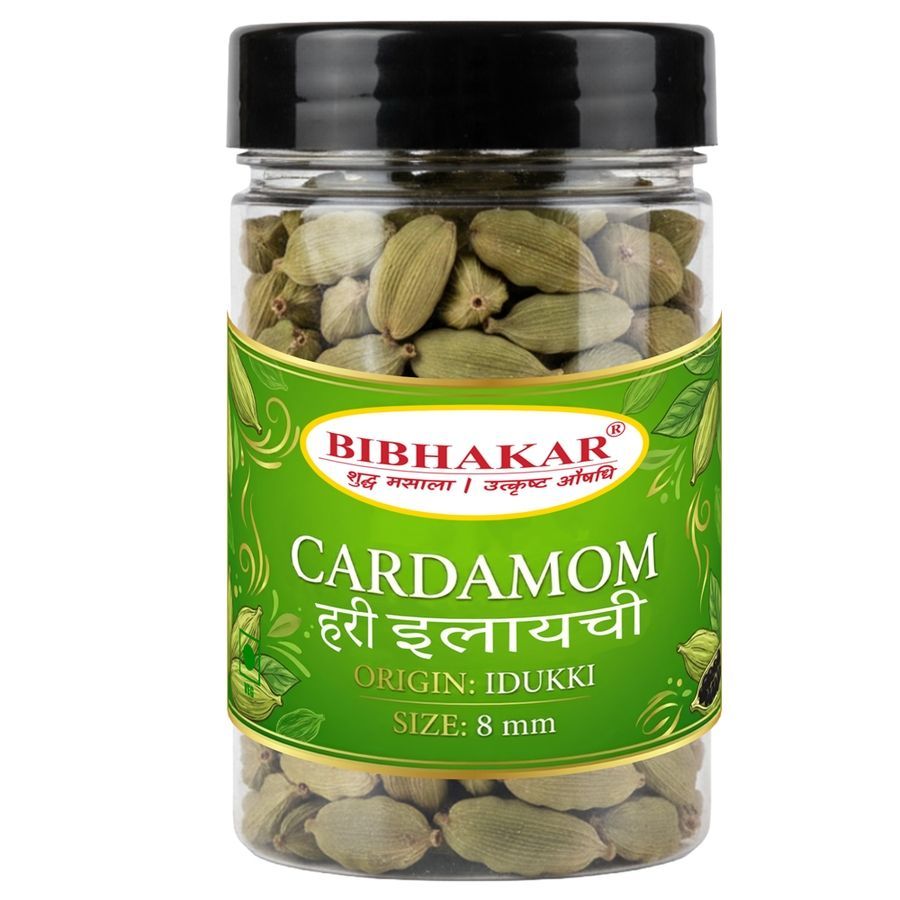Idukki Green Cardamom (Choti Hari Elaichi) 8mm Bold 50g | Whole Pods 50gm | Kerala Origin | Strong Aroma | Bibakar Spices - 50 gm - One packet