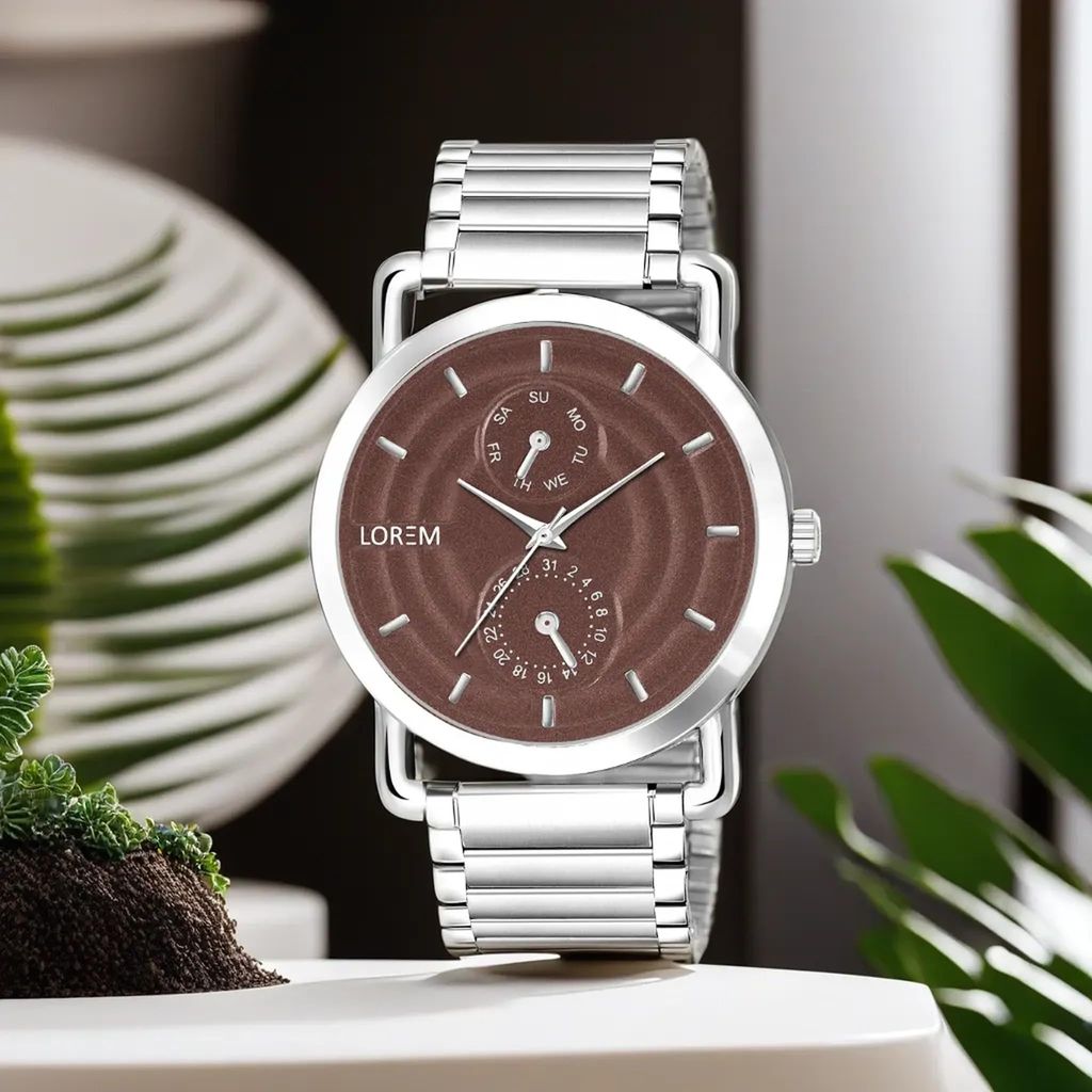 LOREM Black 3D Embossed Stainless Steel Analog Watch for Men LR120-UF view 2